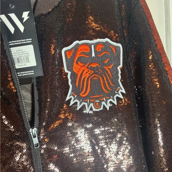 NWT Women's The Wild Collective Cleveland Browns Sequin Ombre Jacket - Large - Picture 10 of 11